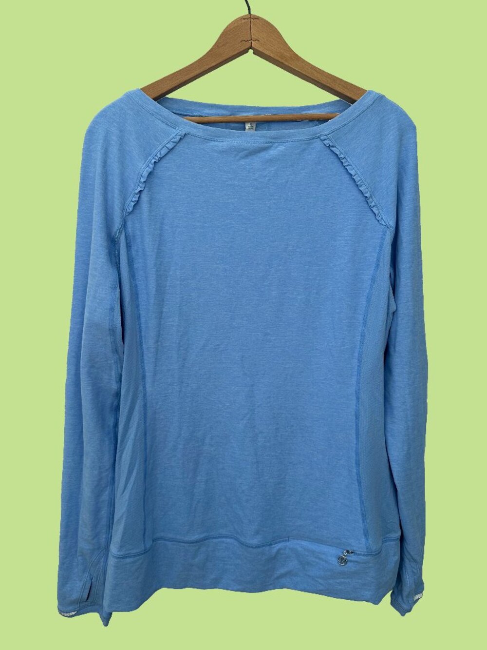 Lululemon Full Tilt Long Sleeve Light Periwinkle Blue Ruffle Raglan